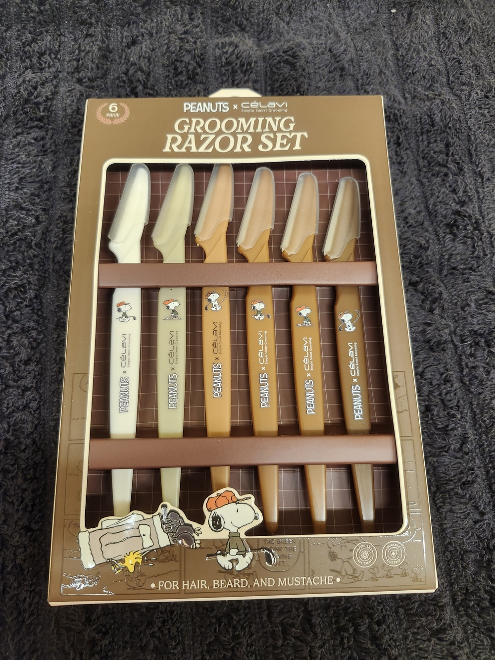 Peanuts x Celavi Men’s Grooming Razor Set - Brown & Cream